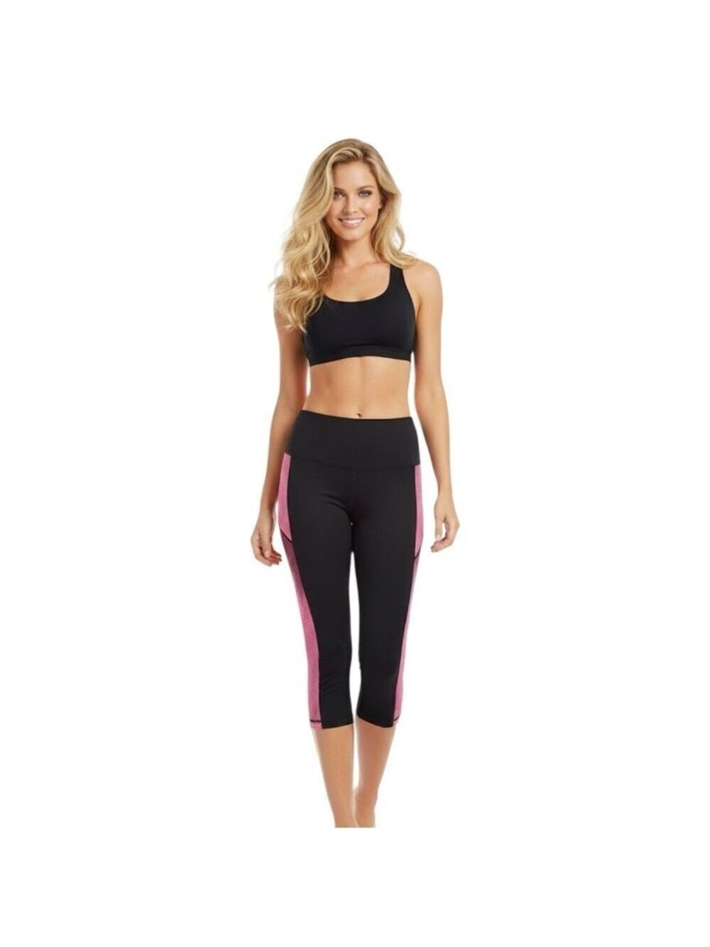 Victoria’s Secret Sport Cropped Leggings – Size XS (Black/Pink/Orange)